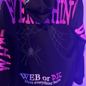 Black Graphic “Where Everything Begins” Spider Hoodie bought from JurllyShe